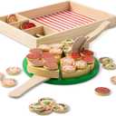Melissa & Doug Wooden Pizza Party Play Set, 36 Self-Stick Toppings, Pizza Toy Kitchen Set & Play Kitchen Accessories, Preschool Toys for Boys & Girls 3+