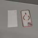 Misea Magnetic for iPhone 15 Plus Case Compatible with MagSafe [Never Yellowing] [Military Grade Drop Protection] Full Camera Lens Protector Plating Soft Clear Phone Case for Women, Pink