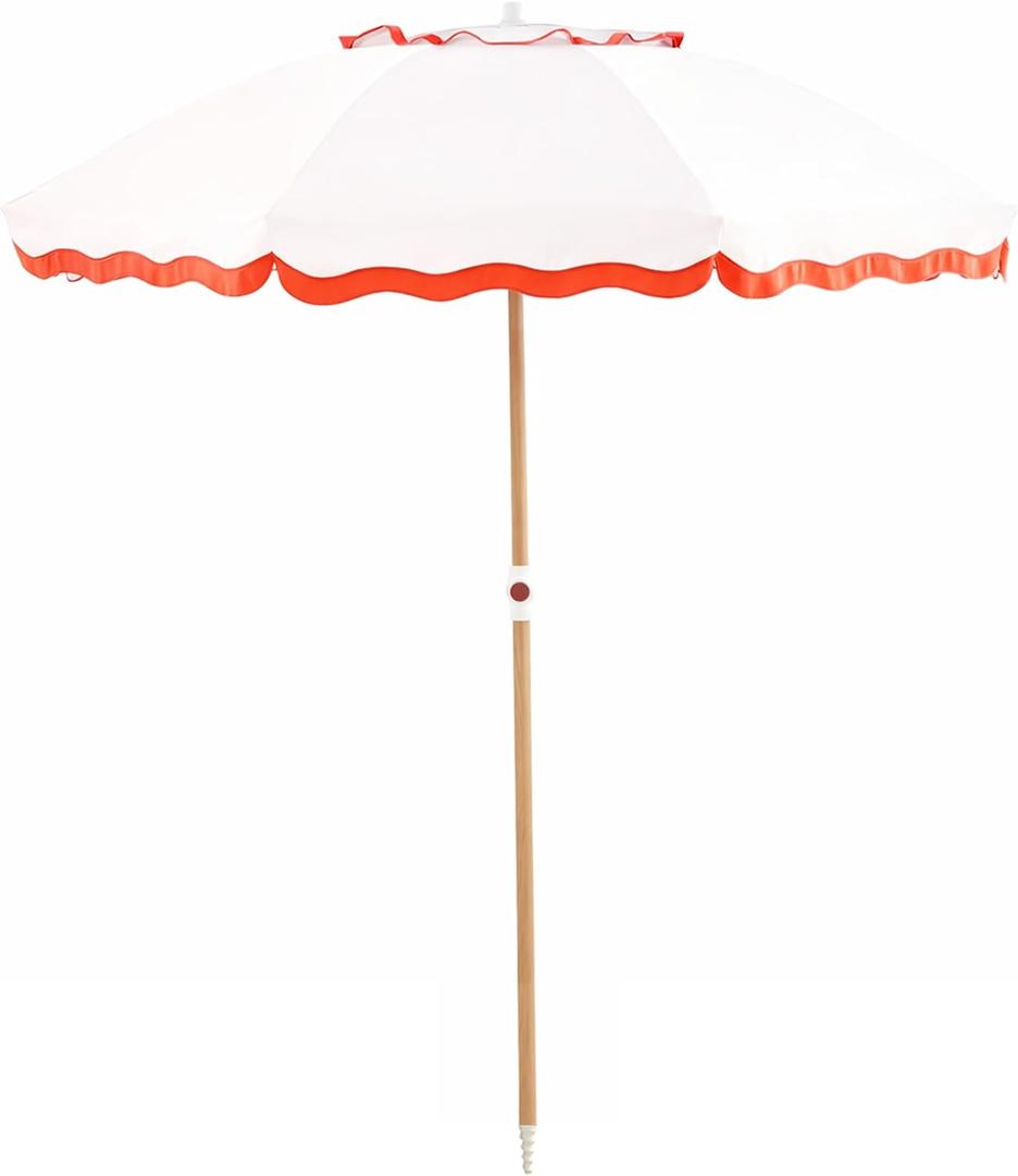 6FT Patio Beach Umbrella for Outdoor, UPF 50+ Sun Shade for Patio, Backyard, Garden, Pool and Beach, Tilt Adjustable, Portable, Harbour Ros Pink