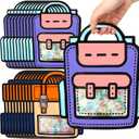 Yeyeplum 40 Pcs Goodie Bags Stuffers for Kids Birthday Goodie Bags Cartoon Snack Candy Treat Party Favor Plastic Gift Handbags Bulk with Handle for Back to School Supplies(7.2 x 8.4 Inch,Bag Style)