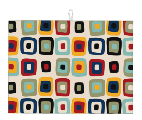 Mid Century Modern Retro Dish Drying Mat for Kitchen Counter Vintage Decorative Dish Drainer Rack Mats Washable Absorbent Reversible Microfiber Drying Pad Kitchen Accessories 18"x24"