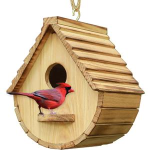 STARSWR Bird House for Outside,Bird Houses Outdoor, Natural Wooden Bird House Clearance Bluebird Finch Cardinals Hanging Birdhouse for Garden Viewing