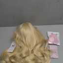 Light Blonde Long Curly Wig for Adult Womens Long Wavy Wig with Middle Part Bangs with Pink Accessories for Halloween Cosplay