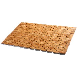GOBAM Rollable Bamboo Bathroom Floor Mat - Non-Slip Bathtub Mat for Spa, Sauna, Kitchen, Outdoor Shower, RV, Water-Resistant Wooden Shower Mat - Natural, 23.6 x 15.7 inch (Lattice)