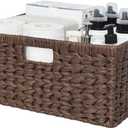 GRANNY SAYS Large Wicker Basket, Decorative Woven Basket for Storage, Waterproof Storage Basket Organizer, Wicker Storage Basket for Organizing, Brown Basket, 1-Pack