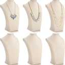 Kigley 6 Pcs Linen Necklace Display Bust Jewelry Holder Necklace Retail Mannequin Display Stand for Jewelry Selling Vendors Shows (13.4 x8.1 Inch)
