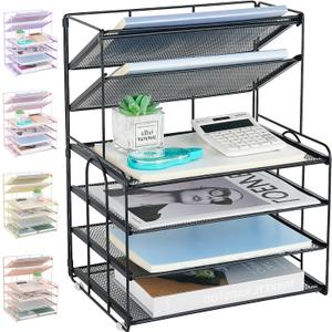 OPNICE 6-Tier Letter Tray Paper Organizer, Desk Organizers and Accessories, Desktop File Organizer, Office Desk Accessories for Office Supplies(Black)