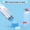500mL Large Syringe with Tip Adapter, Individual Sealed and Sterile, Large Plastic Garden Syringe for Liquid,Watering, Oil, Refilling
