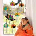 Winlyn 24 Sets Halloween Pumpkin Suncatcher Wind Chime Ornaments Decorations DIY Window Paint Art Suncatcher Craft Kits Pumpkin Sun Catchers for Kids Classroom Halloween Activities Holiday Art Project