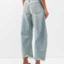 Allimy Women's Jeans High Waisted Rise Ripped Baggy Loose Fit Ankle Barrel Y2K Boyfriend Horseshoe Raw Hem Wide Leg Jeans for Women Trendy 2026 Denim Capri Pants Light Blue, Size 10