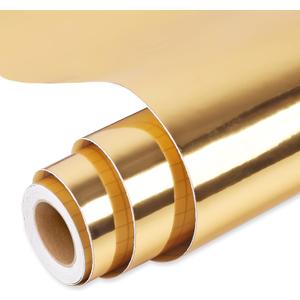 Prime Vinyl Permanent Vinyl, Chrome Gold Vinyl Compatible with Cutting Machine - 12" x 10 FT Metallic Adhesive Roll for Cup, Decor Sticker, Home Decal