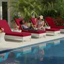 Summsun Chaise Lounge Cushions Outdoor Set of 4 - Waterproof and Fade Resistant Sun Lounger Replacement Cushions - Patio Lounger Pads with Removable Cover for Pool, Deck, Lawn, 72 x 21 x 3 Inch, Red
