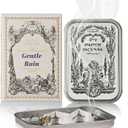 Paper Incense - 48pcs with Vintage Tin Case, Burning Papers Infused with Natural Essential Oils, Quick Usage & Long-Lasting Fragrance, Eliminating Bathroom, Kitchen, Pet Odors - Gentle Rain