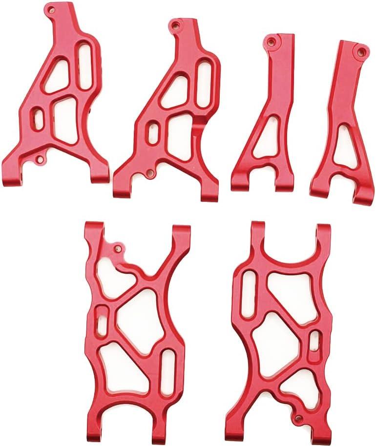 Alloy Front Upper Lower Suspension Arm and Rear Suspension Arm Set for Arrma Typhon 6S Felony Infraction Limitless Upgrade Part (Red)