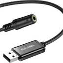 DUKABEL USB to 3.5mm Jack Audio Adapter, USB to Aux Cable with TRRS 4-Pole Mic-Supported Headphone AUX Adapter Built-in External Sound Card for PS4 PC PS5 and More [19 Inch]