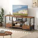 DUMOS 47 Inch TV Stand for 55-65 Inch TVs, Entertainment Center with Charging Station(2AC+USB+Type-C), Media Console Table with Storage Drawers & Open Shelves, Heavy Duty for Living Room, Rustic Brown