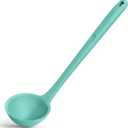 13 inch Silicone Soup Ladle: U-Taste 600F Heat Resistant 4 oz Large Non-stick Seamless Rubber Kitchen Deep Serving Spoon with Non-slip Solid Long Handle for Cooking Sauce/Stews/Gravies (Aqua Sky)