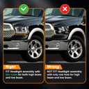 LED DRL Headlight Assembly, Fit 2009-2018 Dodge Ram 1500/10-18 Ram 2500 3500 4500 5500(Only fit factory dual beam halogen headlights, Additional H4 bulb required) Black Housing Clear Reflector