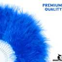 FANSOF.FANS Marabou Feather Hand Fan 45cm, Fancy Dress Wedding Party Favour Gift Outdoor Vintage Dance Photoshoot (Dark Blue)