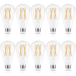 GvvooHome LED Edison Bulbs Dimmable, E26 Bulb 60 watt Equivalent, Soft White 2700K, ST58 Vintage Light Bulbs, 90+ CRI, 6W 600LM, E26 Medium Base, Clear Glass, 8 Pack