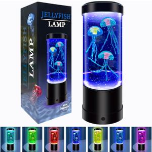 Jellyfish Lamp,7 Color Changing Aquarium Light,USB/Battery Bubble Jellyfish Night Light,Desk Mood Lamp for Home Bedroom Room Office,Tower Jelly Fish Light Lamp Present Decor for Kids Girls Adults Boys (Black)