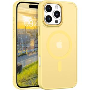 BENTOBEN Magnetic for iPhone 16 Pro Max Case,(Compatible with MagSafe) (Military Grade Drop Protection) Slim Translucent Matte Shockproof with Anti-Fingerprint Phone Case 6.9",Yellow