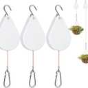 WROSWT Upgraded Retractable Plant Hanger,Plant Pulleys for Hanging Plants,Easy to Raise and Lower,Auto Lock,Heavy Duty,Adjustable Hook for Garden Baskets Pots,Birds Feeder,(3Pcs,White)