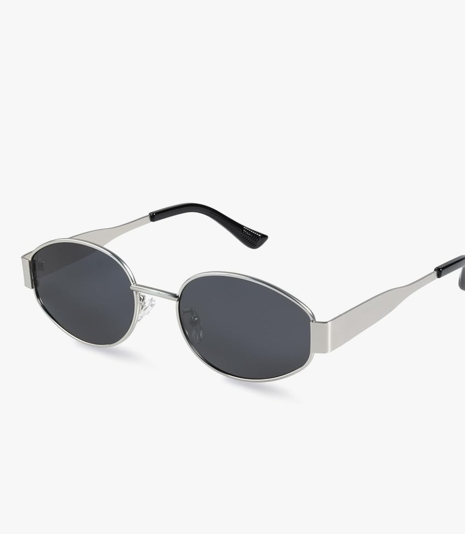 livho Retro Polarized Sunglasses - UV400 Protection, Oval Shape, Metal Frames - Matching Soft Case Inlcuded
