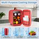 NEWBULIG Mini Fridge for Bedroom, Office & Car, Portable 4L/4.23QT Mini Refrigerator for Skincare with Handle, Ultra-Quiet Energy-Saving Compact Cooler for Drinks, Food, Skincare & Makeup, 12V AC/DC