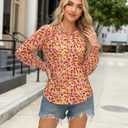 Long Sleeve Shirts for Women 2026 Spring Dressy Casual Blouses Pleated Crewneck Tunic Tops for Leggings Cute Tee (Large, Yellow Floral)