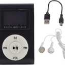 Portable Mini MP3 Music Player Screen Clip Sports MP3 Player with 32GB Expansion Slot Aluminum Alloy Material for Running Gym (Black)
