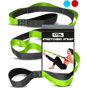 Stretching Strap with Loops - Non Elastic Stretch Band for Physical Therapy, Yoga Strap for Stretching Equipment, Stretch Bands for Exercise and Flexibility - Fascia, Hamstring & Leg Stretcher Belt