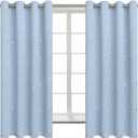 BGment Star Room Darkening Curtains for Kids Bedroom - Grommet Thermal Insulated Silver Star Print Kids Curtains for Living Room, Set of 2 Panels, Baby Blue, 52 x 63 Inch