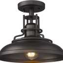 FEMILA 1-Light Semi Flush Mount Light Fixture, 12 inch Farmhouse Ceiling Light Fixture for Hallway, Porch, Laundry, Foyer, Oil Rubbed Bronze Finish, 4FY15-F ORB