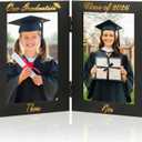 Amyhill Graduation Frame Class of 2026 Decor Then and Now Picture Frame Double 4x6 Photos Foldable Wooden Graduation Gift for College High School Graduate Party Decoration Keepsake