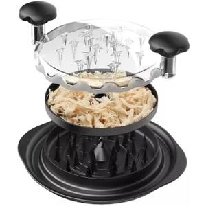 Chicken Shredder Large Chicken Breast Shredder Tool Twist with Brush&Fork, Visible Meat Shredder Machine, Strong Anti-Slip Strip, Ergonomic Handle, BPA Free, Suitable for Pork Beef Chicken (Black)