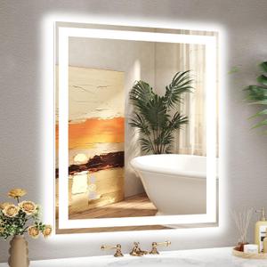 30x36 LED Bathroom Mirror with Lights, Super Bright Front & Backlit Vanity Mirror for Wall, Anti-Fog & Memory Smart Mirror, 5mm Shatter-Proof Tempered Glass, ETL Listed, Vertical/Horizontal