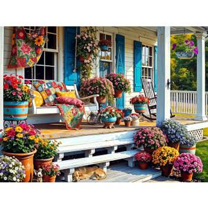 Springbok Front Porch 1000 Piece Jigsaw Puzzle for Adults - Unique Cut Pieces 