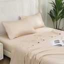 DOWNCOOL King Size Sheets Set - 100% Cotton Sheets, King Sheets Deep Pocket Up to 16", 400 Thread Count Sateen, Silky Soft & Cooling Bed Sheets King Size, 4-Piece Hotel Luxury King Sheet Set Beige