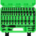 SWANLAKE 1/4" Drive Impact Socket Set, 56-Piece Standard SAE (5/32 to 9/16 inch) and Metric (4-15mm) Size, 6 Point, Cr-V, 1/4-Inch Drive Ratchet Handle, Drive Extension Bar, Impact Universal Joint
