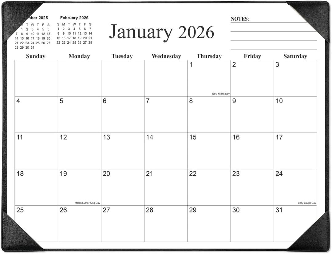 Desk Calendar 2026 with Desktop Mat, 18 Month Large Desk Pad Calendar from January 2026 to June 2027, 22" x 17" Desk Pad Calendar 2026-2027 for Home, School Office, Black