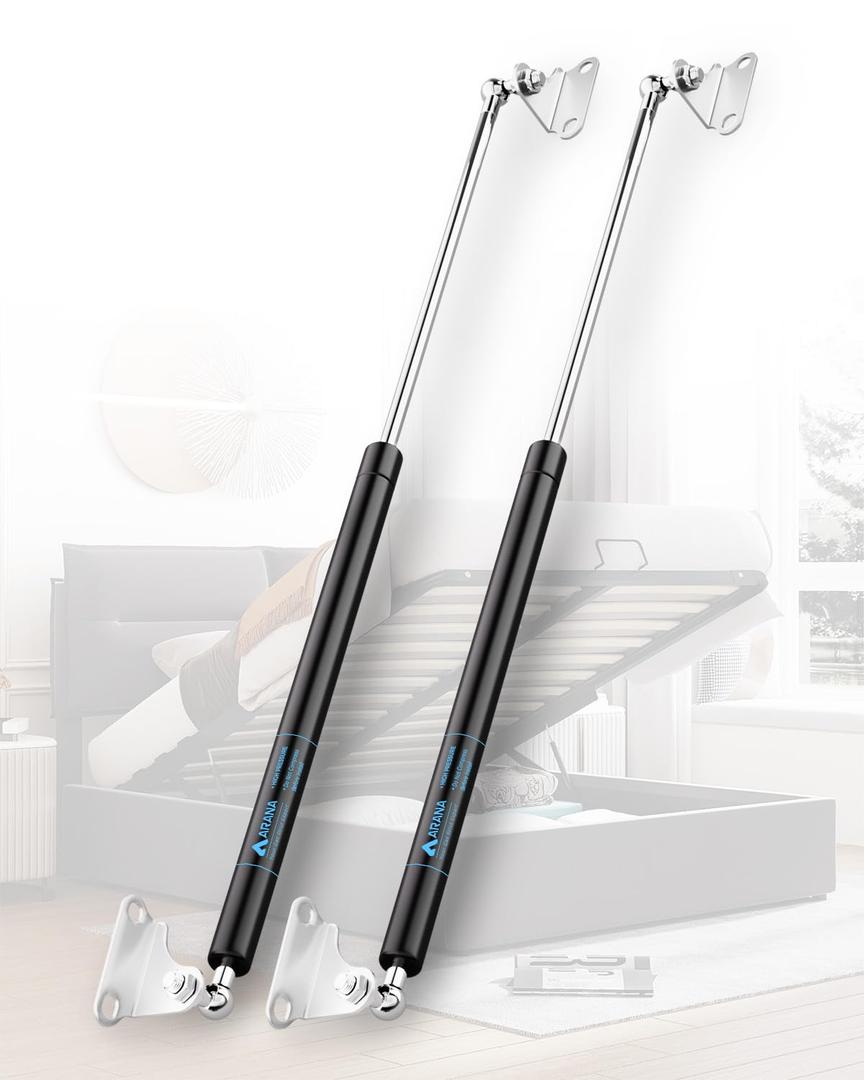 ARANA Gas Struts 36 inch 180 lbs with Brackets, Heavy Duty Gas Shocks 180 Pounds, 36" Hydraulic Lift Support Spring for Heavy Lid Muphy Bed Camper Bed Trap Door(Fit 165-195 lbs Lid), 1 Pair