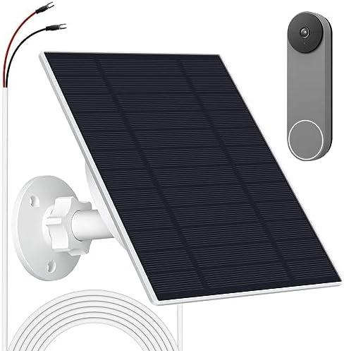 Solar Panel for Google Nest Doorbell (Battery), 5W Video Doorbell Solar Panel Charger with U Shape Port, IP66 Waterproof, 360 Adjustable Mount, 9.8ft Charging Cable