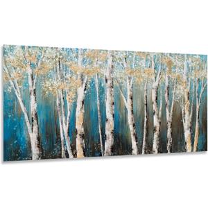 Yihui Arts Birch Tree Canvas Wall Art With Textured and Gold Foil Modern Abstract Forest Paintings Contemporary Landscape Pictures Large Artwork for Living Room Bedroom Dinning Room Decor