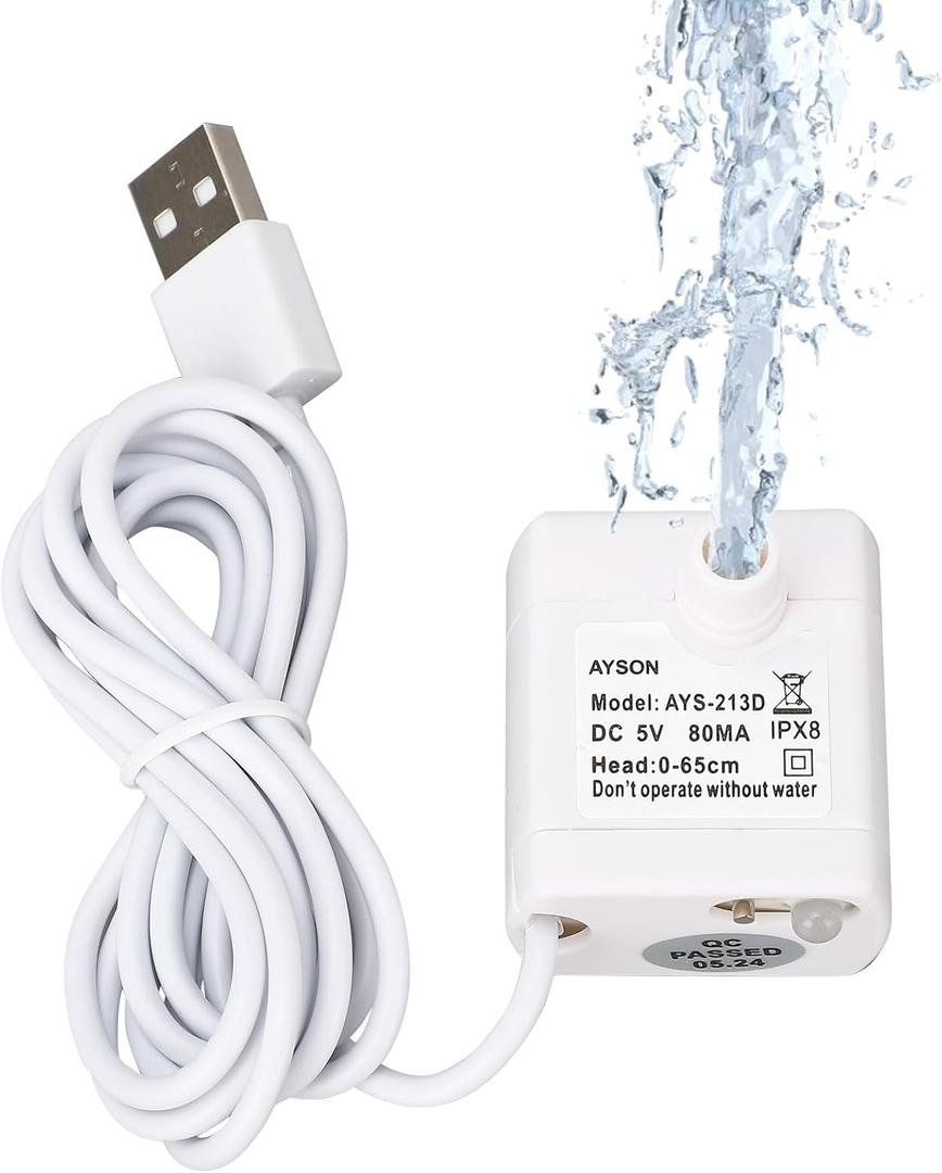 Super Quiet Replacement Pump for Cat Water Fountain with Water, Universal Compatible Pet Water Fountain Pump