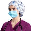 Bouffant Caps Shower Cap with Button and Sweatband, Adjustable Scrub Caps for Women Men 