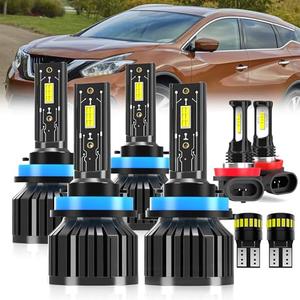 AYGZRUB For 2015-2018 Nissan Murano light Bulbs, H11 High Beam Low Beam Fog Light License Plate Lights Combo, 8PCS