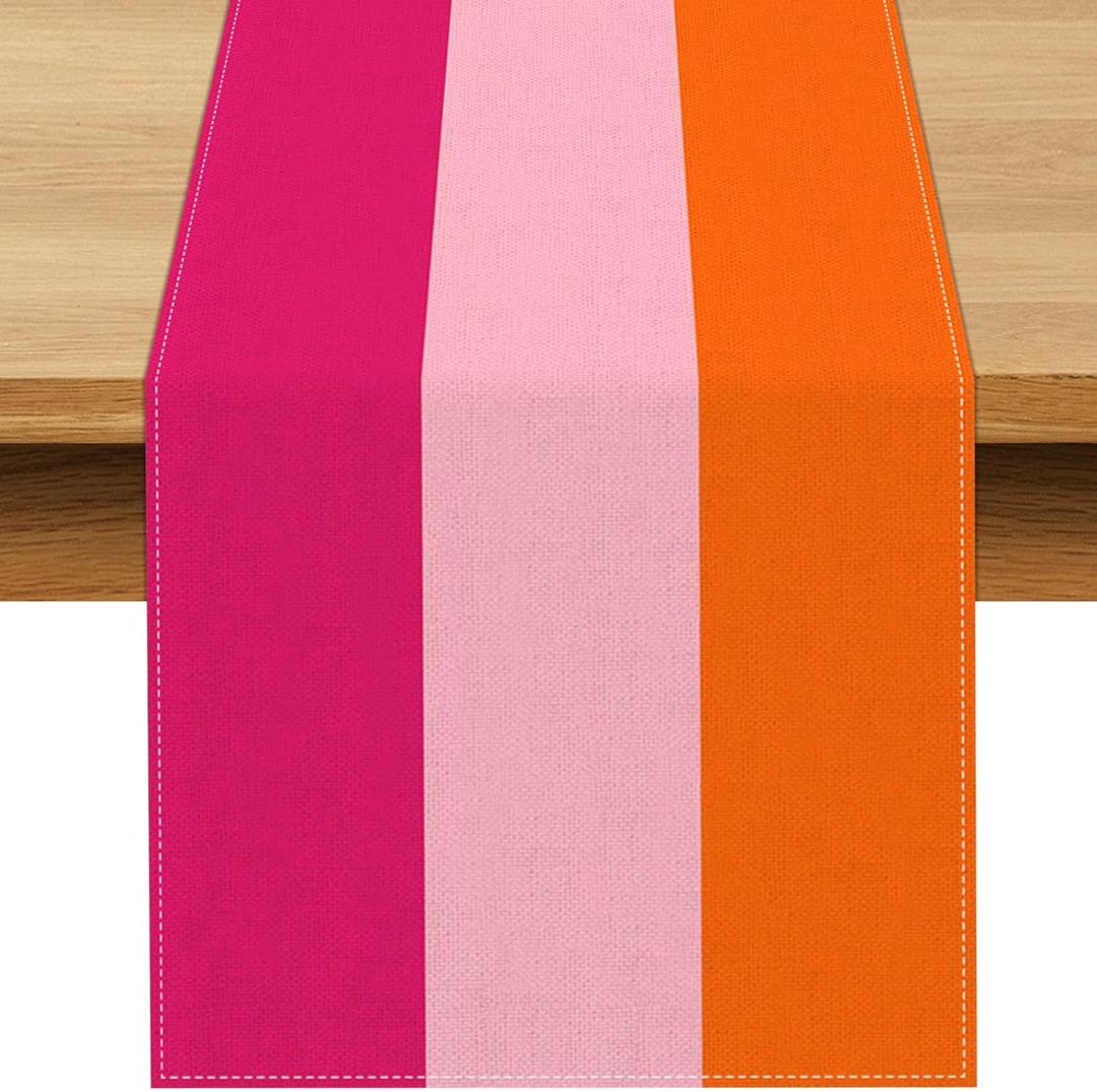 Hot Pink and Orange Party Decorations Table Runner for Birthday Wedding Fiesta Bridal Shower Party Dining Room Home Kitchen Table Decor (13" x 108")
