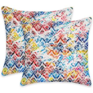eshabear Pillow Cover 18x18 Inch Home Decor Geometric Texture Pattern with Watercolor Effect Cotton Linen Throw Pillow Case Cushion Cover for Sofa Couch(18x18, Geometric Color tie Dyeing)