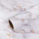 VEELIKE 15.7''x118'' White Gold Marble Contact Paper Peel and Stick Countertops for Kitchen Countertop Contact Paper Waterproof Removable Matte Marble Wallpaper for Bathroom Counter Table Furniture